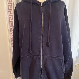 Black Brandy Melville Oversized Zip-Up Hoodie